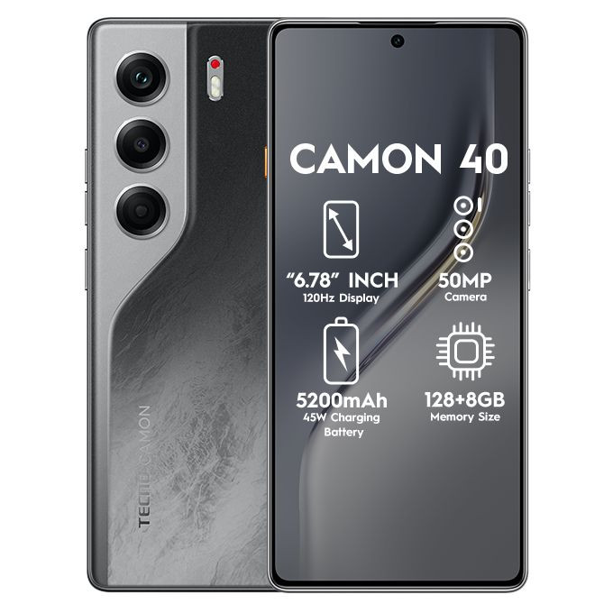 Tecno CAMON 40 6.78" 8GB RAM/128GB ROM Android 15 - Dark