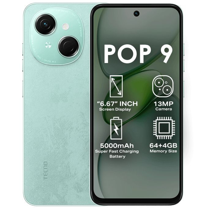 Tecno Pop 9 6.67" 3GB RAM /64GB ROM Android 14 - Green