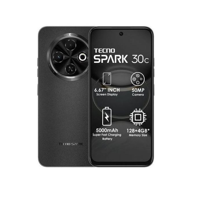 Brand New Tecno Spark 30C 6.6" 4GB RAM/128GB ROM Android 14 - Black
