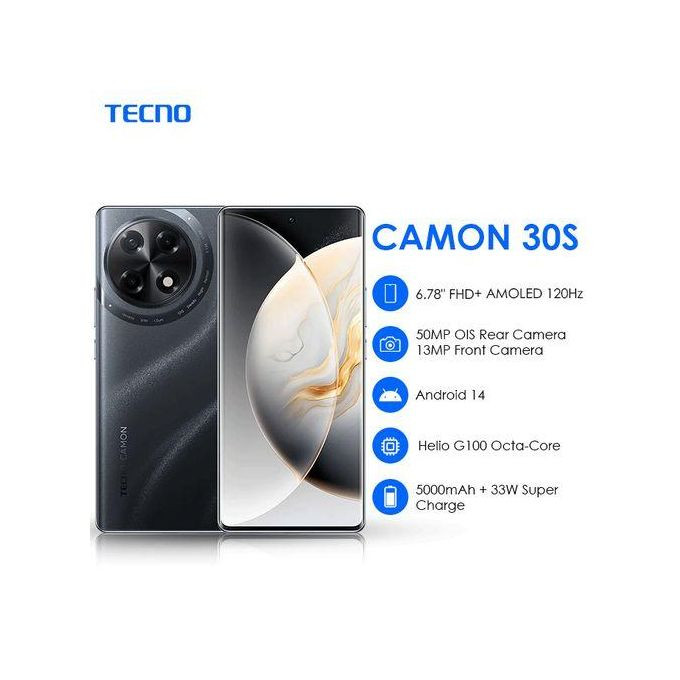 Brand New Tecno Camon 30s CLA5 6.78" 6GB/ 128GB Android 14 - Black