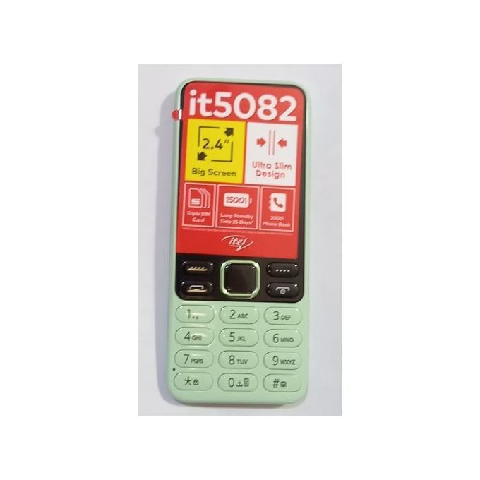 Brand New  itel 5082 - 2.4", Tripple SIM, FM Wireless Radio, 1500mAh - Green