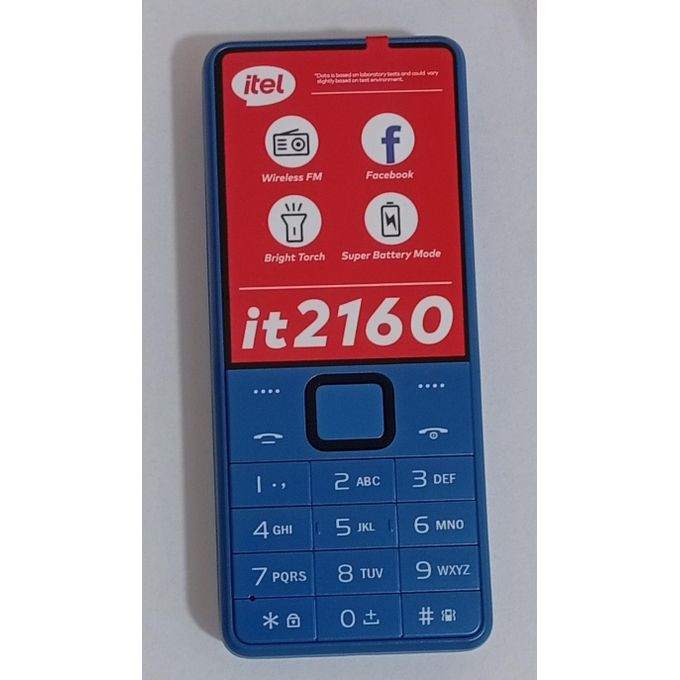 Brand New itel 2160 Wireless FM,Torch Light,dual SIM. Blue