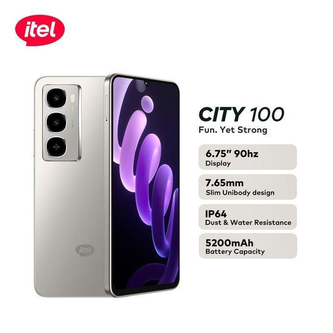 Brand New itel City 100 7.65mm" Slim Design 5200mah Android 128/4+8gb