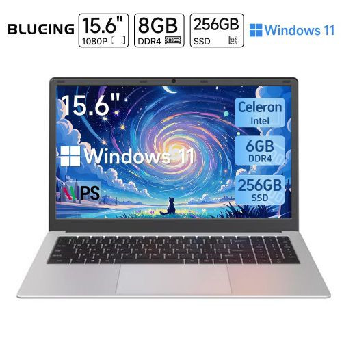 Blueing 15.6" Laptop J4125 8GB+256GB SSD Student Portable Computer